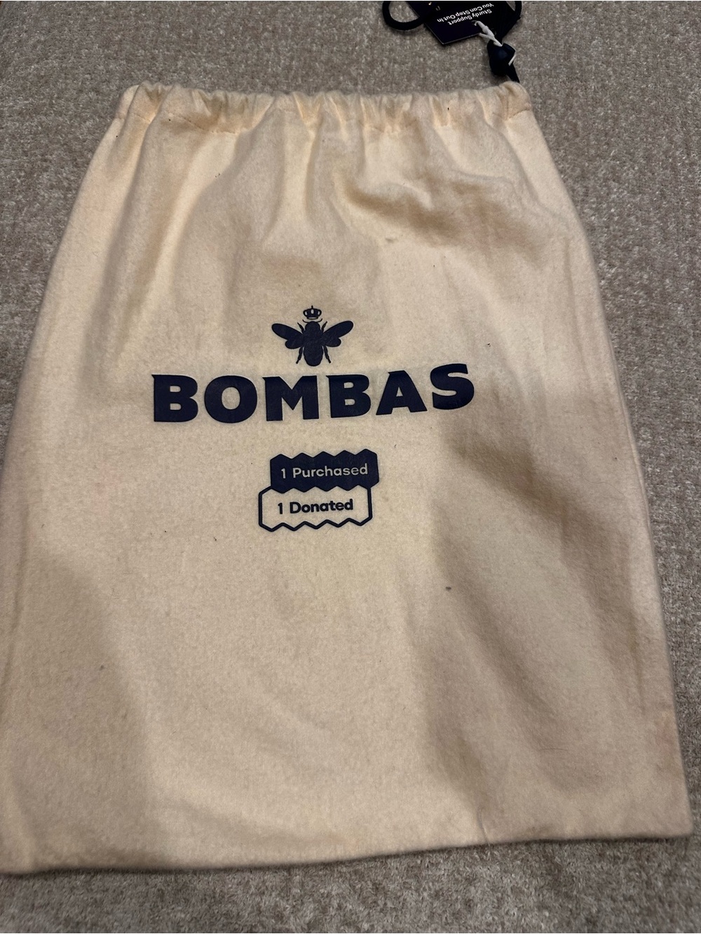 Bombas Cream Drawstring Logo Storage Bag